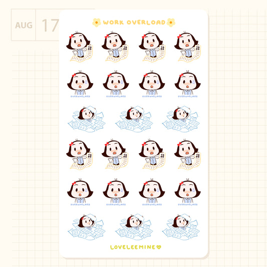Coco Work Overload Sticker Sheet