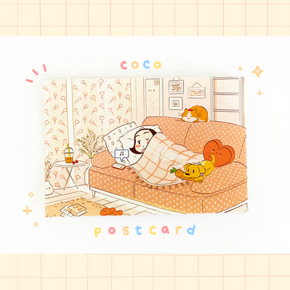 Coco Lazy Morning 4" x 6" Art Postcard
