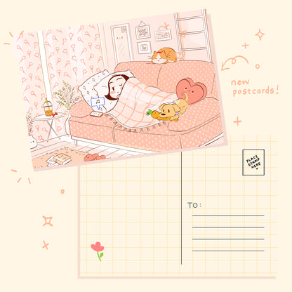 Coco Lazy Morning 4" x 6" Art Postcard