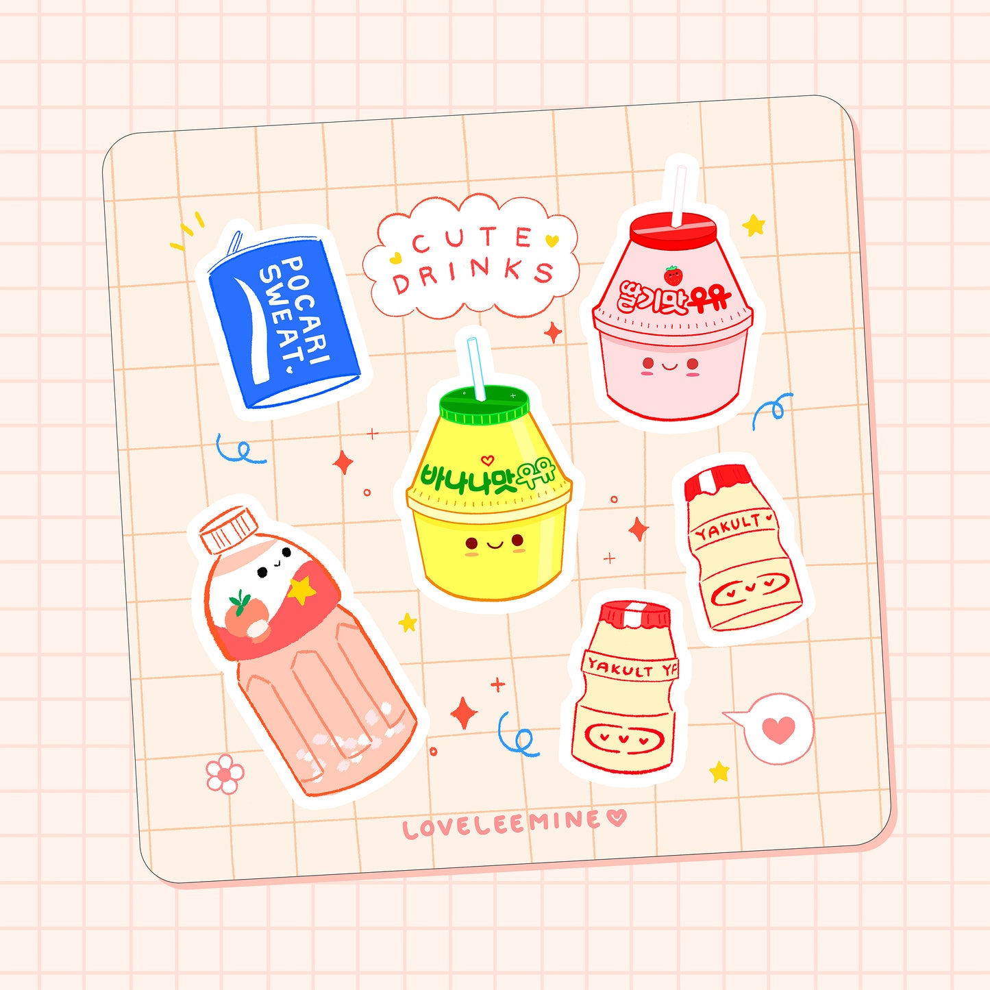 Cute Drinks Sticker Sheet