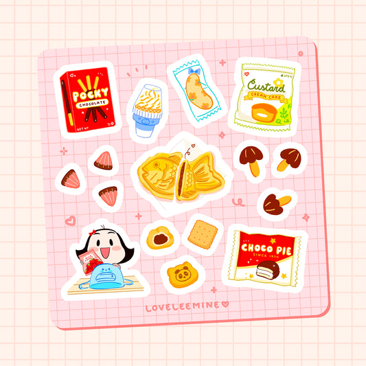 Cute Snacks Sticker Sheet