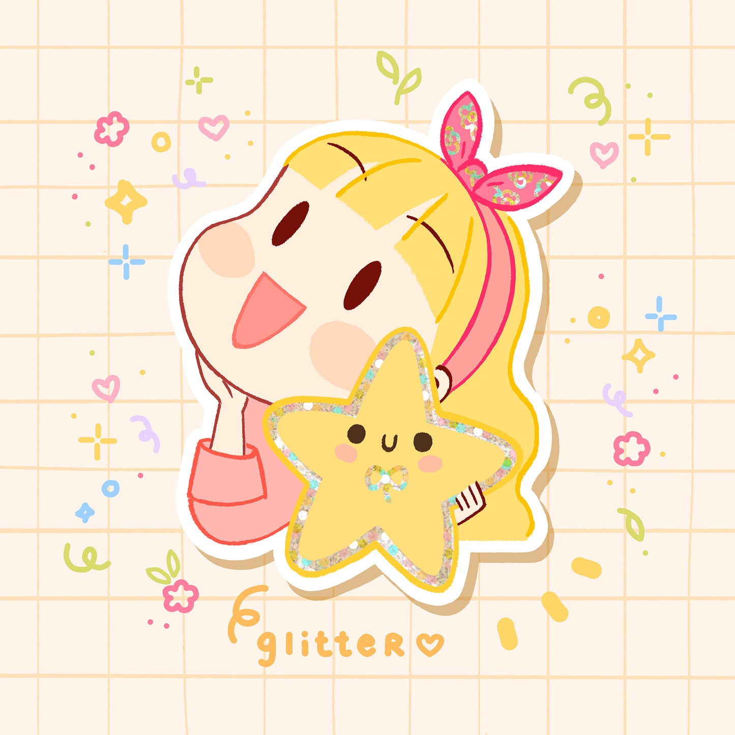 Daisy Glitter Sticker