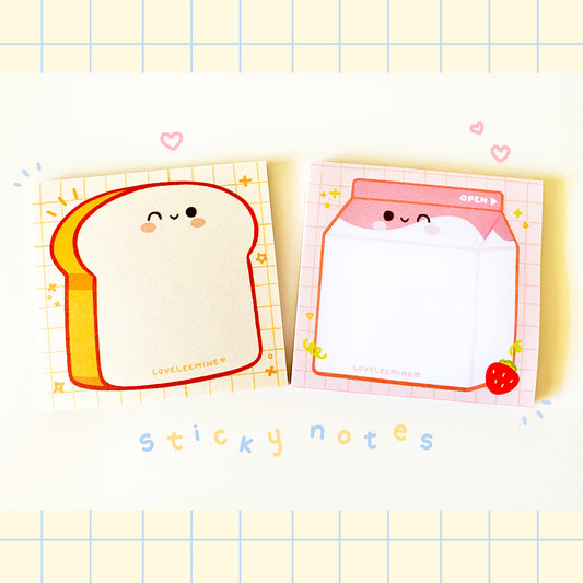 Toast & Milk Carton Sticky Notes Set