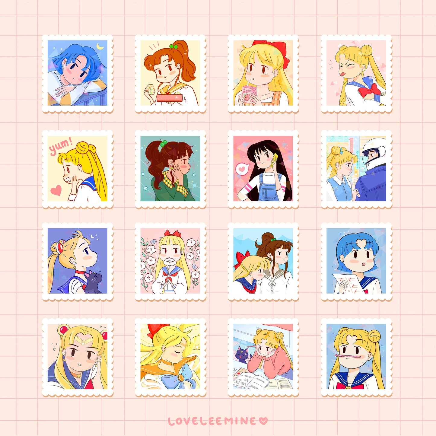 Sailor Moon Stamp Sticker Sheet
